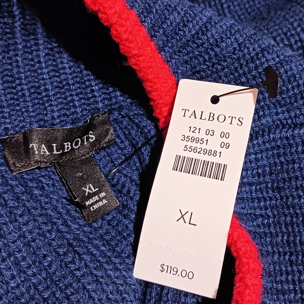 Talbots Layer Look Mock Neck Sweater Woven Hem - Picture 9 of 10